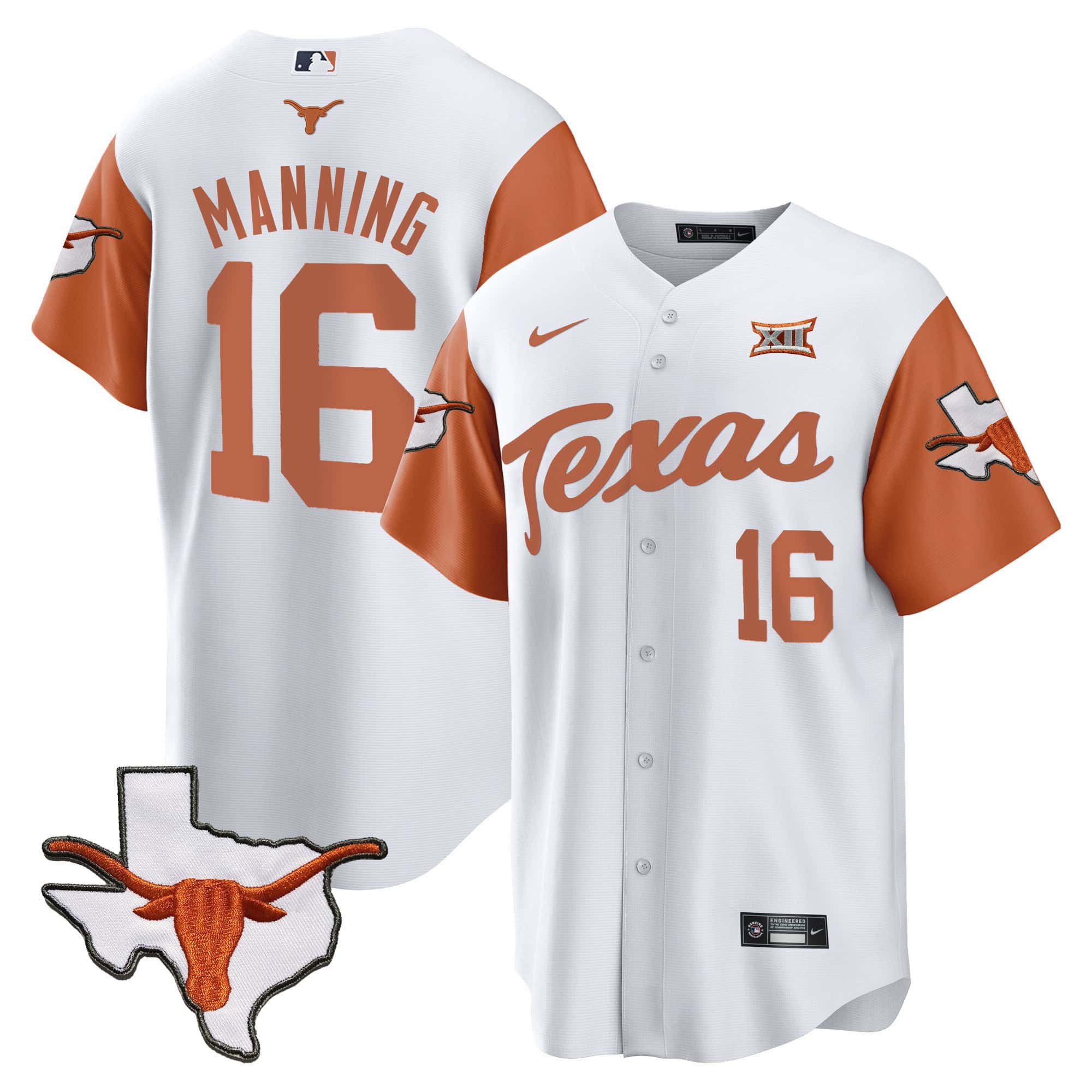 Men Texas Longhorns #16 Manning White 2024 Baseball NCAA Jersey style 1->indianapolis colts->NFL Jersey